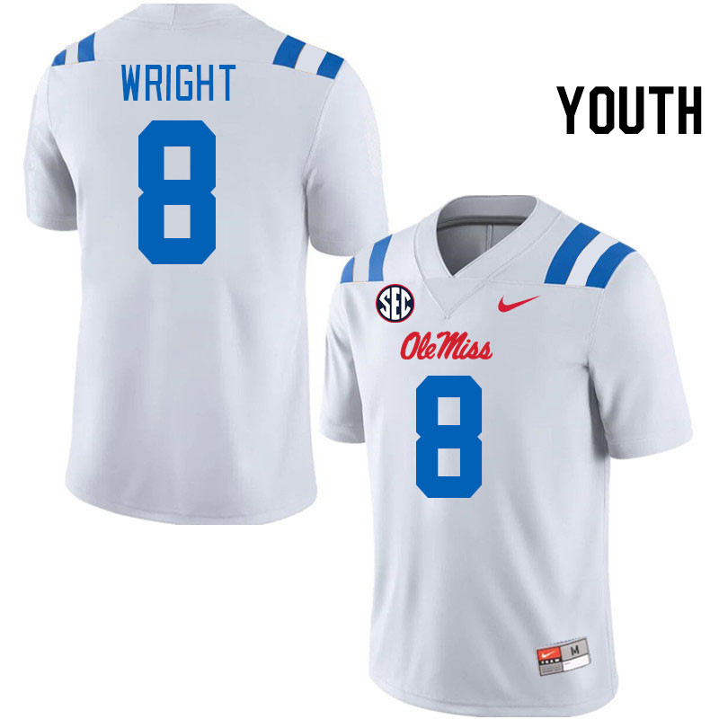 Youth #8 Dae'Quan Wright Ole Miss Rebels 2024 New Uniforms College Football Jerseys Stitched-White